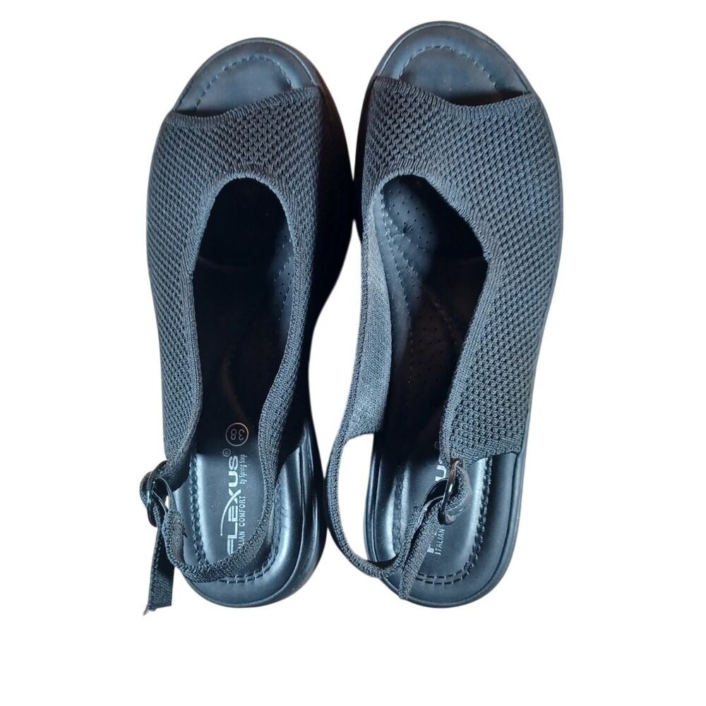 Flexus by Spring Step Mayberry Black Knit Wedge Sandals Women’s Size 38 / 7.5-8 - Picture 4 of 10